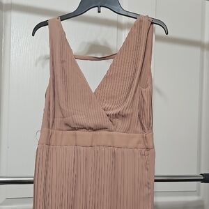 Chic Pleated Jumpsuit in Tan